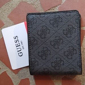Guess Men's Slimfold Bifold Black Leather Wallet (840)